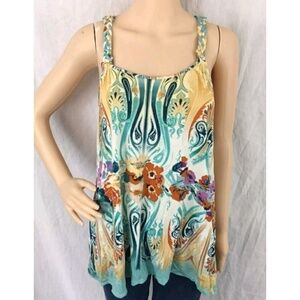 Free People Floral Paisley Racer Back tank Top